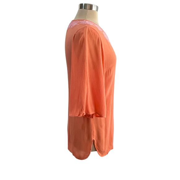 Lilly Pulitzer Target Orange Embroidered Crinkle Gauze Top Sz Medium Boho Casual - Picture 3 of 8